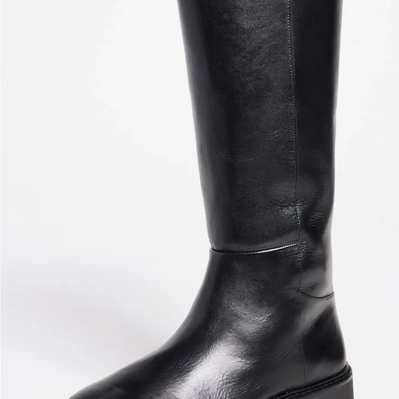 New Black Suede Studio Harper Knee High Lugsole Slip On Boots Size